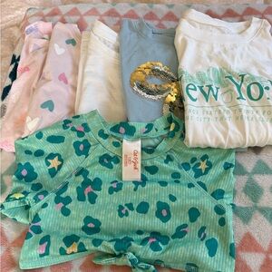 Cat & Jack Teal Leopard Print Kids 6 piece shirts top, abercrombie kids 7,8.